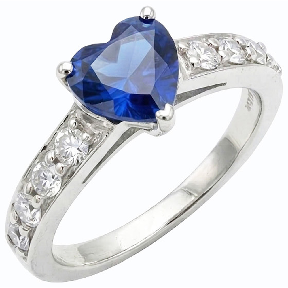 Natural Real ( Not Lab Grown )  Blue Sapphire Gemstone Ring Heart Cut  3.50 Carats Prong Set Jewelry