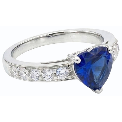Natural Real ( Not Lab Grown )  Blue Sapphire Gemstone Ring Heart Cut  3.50 Carats Prong Set Jewelry