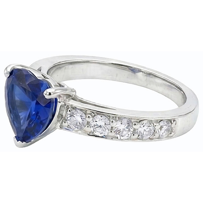 Natural Real ( Not Lab Grown )  Blue Sapphire Gemstone Ring Heart Cut  3.50 Carats Prong Set Jewelry