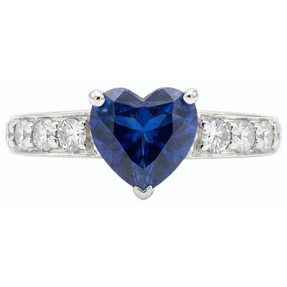 Natural Real ( Not Lab Grown )  Blue Sapphire Gemstone Ring Heart Cut  3.50 Carats Prong Set Jewelry