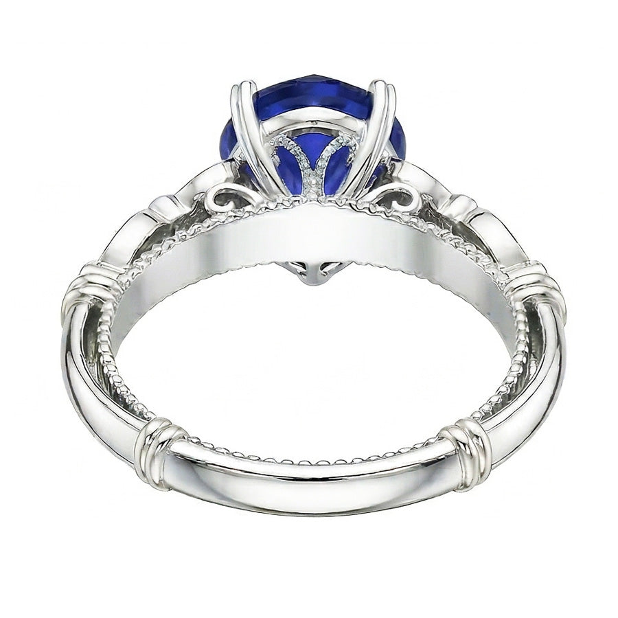 Natural Real ( Not Lab Grown )  Blue Sapphire Heart Gemstone Ring 2.50 Carats Antique Style Jewelry