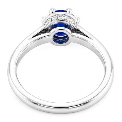 Natural Real ( Not Lab Grown )  Blue Sapphire Round Ring Prong Style 1.25 Carats White Gold 14K