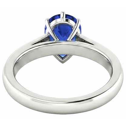 Natural Real ( Not Lab Grown )  Blue Sapphire Solitaire Engagement Ring Pear Cut 2.50 Carats