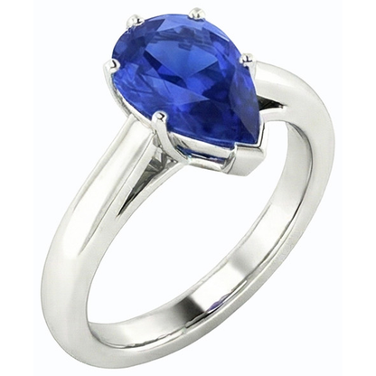 Natural Real ( Not Lab Grown )  Blue Sapphire Solitaire Engagement Ring Pear Cut 2.50 Carats