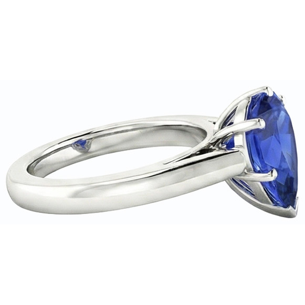 Natural Real ( Not Lab Grown )  Blue Sapphire Solitaire Engagement Ring Pear Cut 2.50 Carats