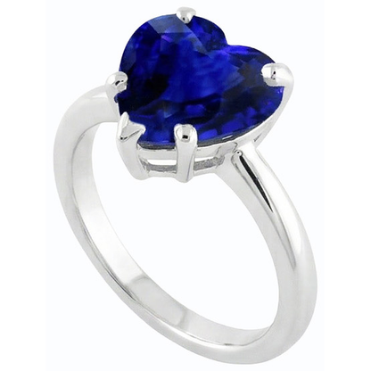 Natural Real ( Not Lab Grown )  Blue Sapphire Solitaire Heart Shaped Ring 2 Carats 14K Gold
