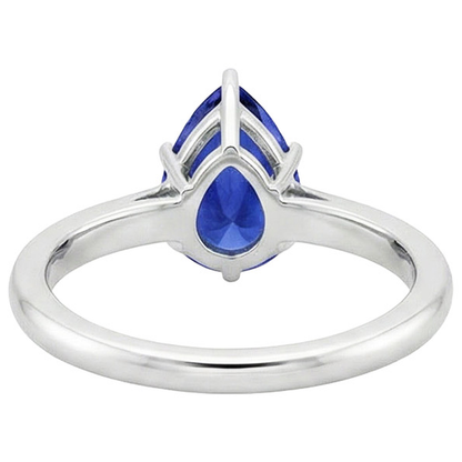 Natural Real ( Not Lab Grown )  Blue Sapphire Solitaire Ring 4 Carats Gemstone White Gold 14K