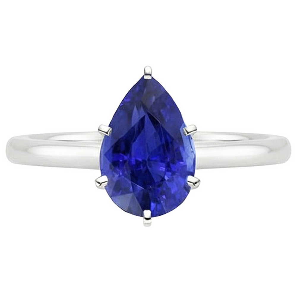 Natural Real ( Not Lab Grown )  Blue Sapphire Solitaire Ring 4 Carats Gemstone White Gold 14K