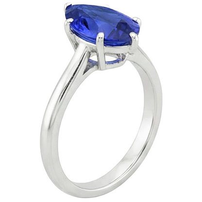 Natural Real ( Not Lab Grown )  Blue Sapphire Solitaire Ring 4 Carats Gemstone White Gold 14K