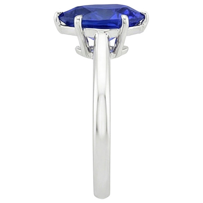 Natural Real ( Not Lab Grown )  Blue Sapphire Solitaire Ring 4 Carats Gemstone White Gold 14K
