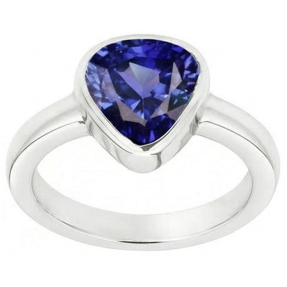 Natural Real ( Not Lab Grown )  Blue Sapphire Solitaire Trillion Shaped Ring Bezel Set 2 Carats