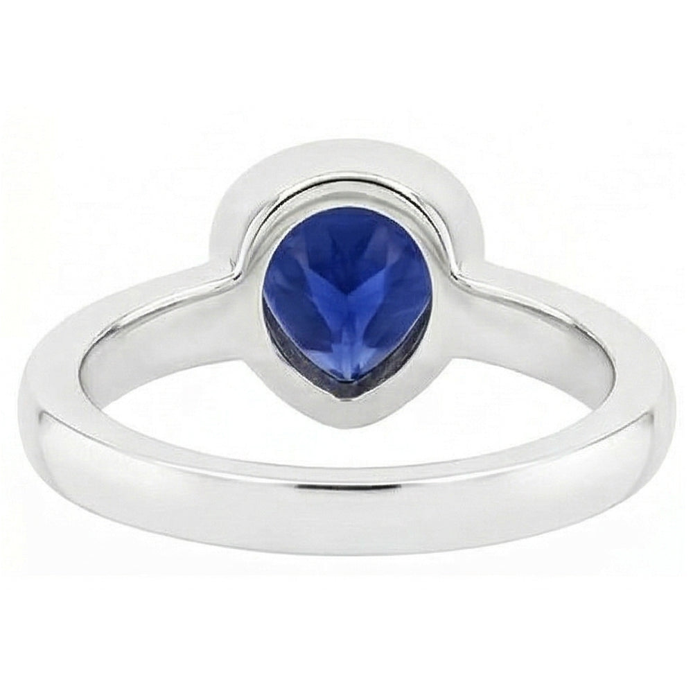 Natural Real ( Not Lab Grown )  Blue Sapphire Solitaire Trillion Shaped Ring Bezel Set 2 Carats