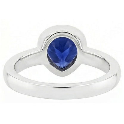 Natural Real ( Not Lab Grown )  Blue Sapphire Solitaire Trillion Shaped Ring Bezel Set 2 Carats