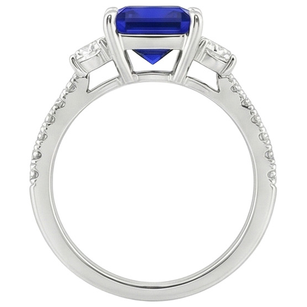 natural round sapphire 6.25ct ring on white background