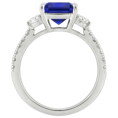 natural round sapphire 6.25ct ring on white background
