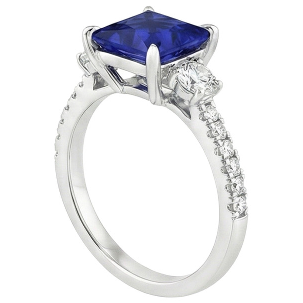 natural round sapphire 6.25ct ring profile view