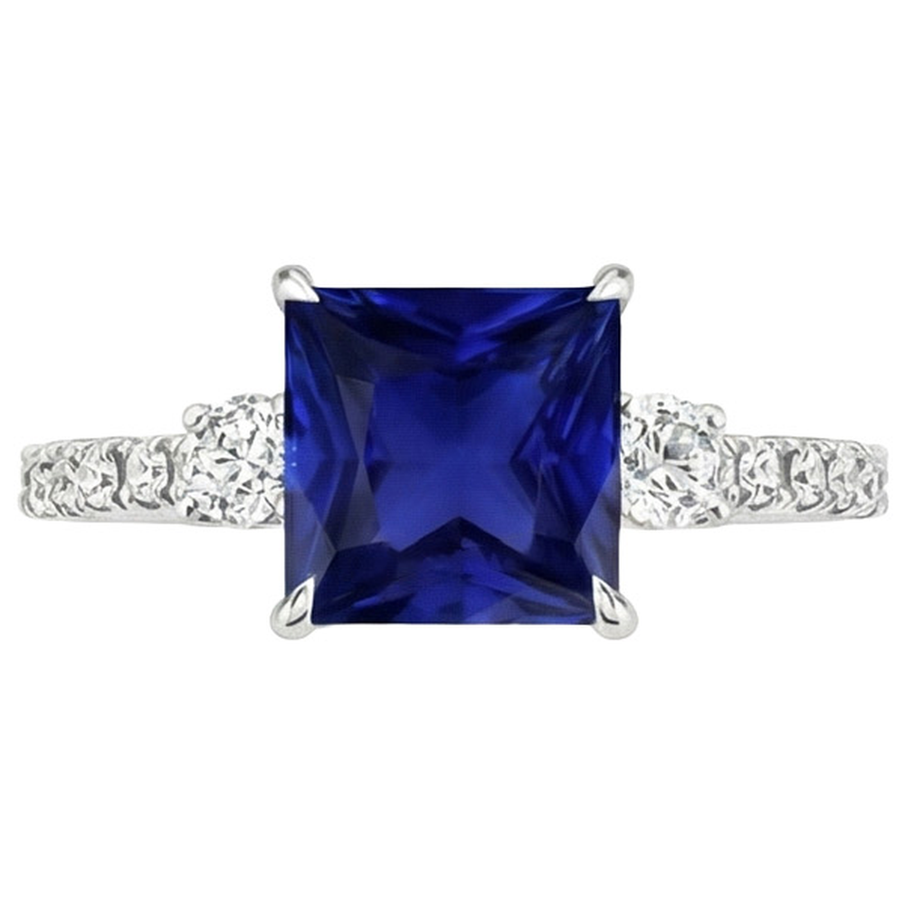 natural round sapphire 6.25ct ring close up detail