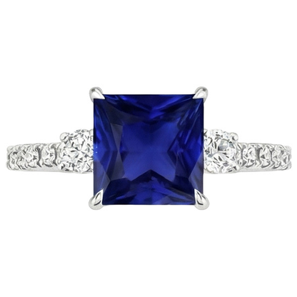 natural round sapphire 6.25ct ring close up detail