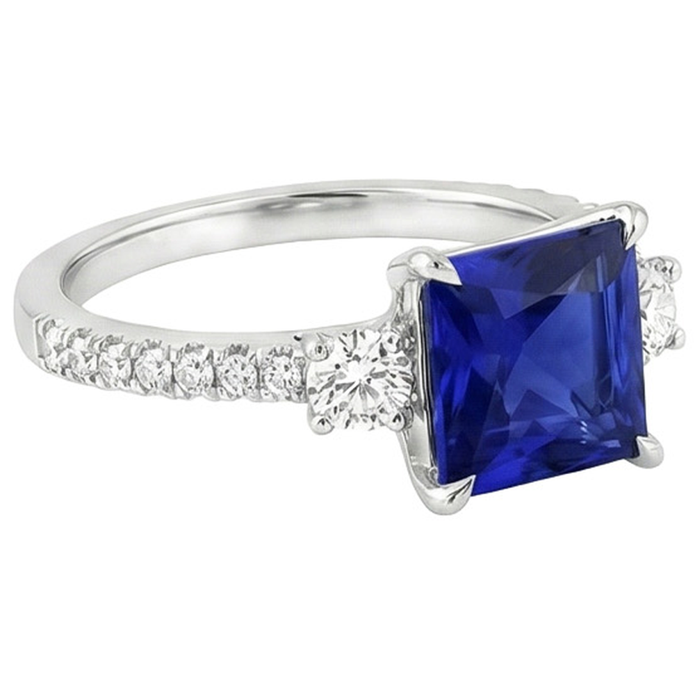 natural round sapphire 6.25ct ring side angle