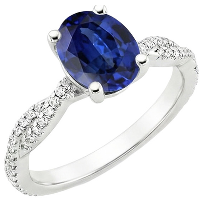 Natural Real ( Not Lab Grown )  Blue Sapphire Solitaire With Accents Wedding Ring 3.50 Carats