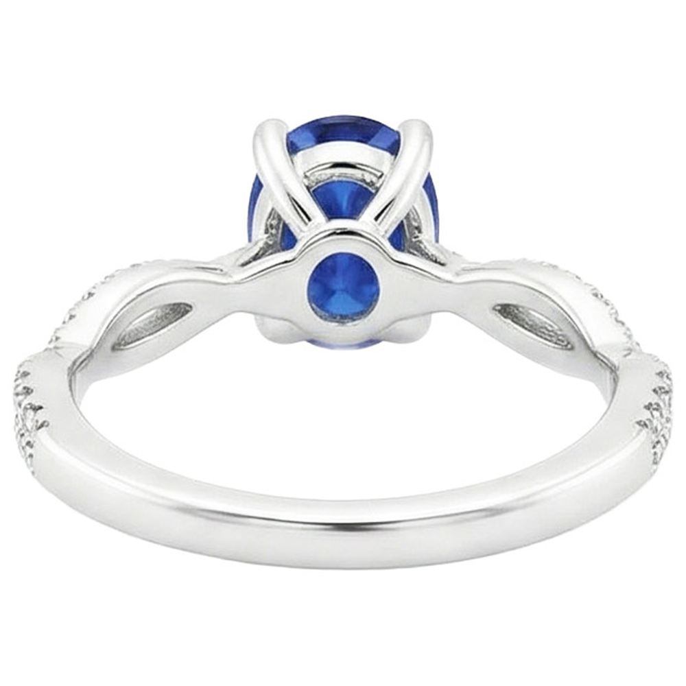 Natural Real ( Not Lab Grown )  Blue Sapphire Solitaire With Accents Wedding Ring 3.50 Carats