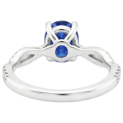 Natural Real ( Not Lab Grown )  Blue Sapphire Solitaire With Accents Wedding Ring 3.50 Carats
