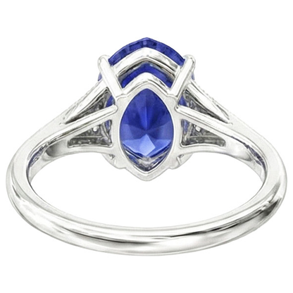 Natural Real ( Not Lab Grown )  Blue Sapphire Wedding Ring Pear Cut Antique Style Jewelry 2.75 Carats