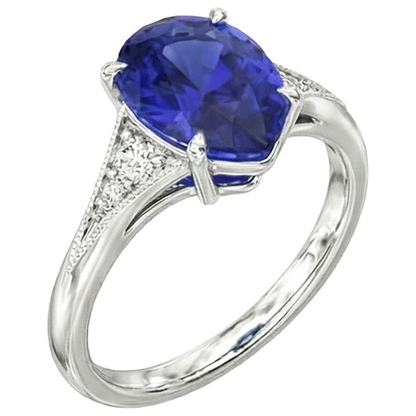 Natural Real ( Not Lab Grown )  Blue Sapphire Wedding Ring Pear Cut Antique Style Jewelry 2.75 Carats