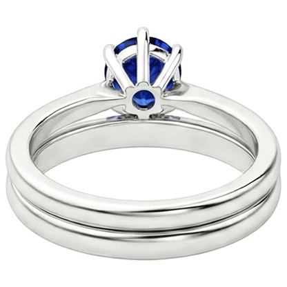 Natural Real ( Not Lab Grown )  Blue Sapphire Wedding Ring Set Solitaire Pear Cut Sri Lankan 2 Carats