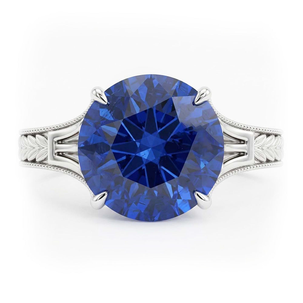 Natural Real ( Not Lab Grown )  Blue Solitaire Sapphire Engagement Ring 2 Carats Filgree Vintage Style