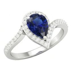 Natural Real ( Not Lab Grown )  Bridal Diamond Gemstone Ring 3 Ct Pear Sapphire Tension Style