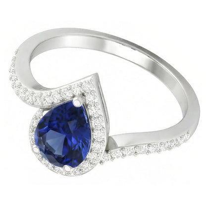 Natural Real ( Not Lab Grown )  Bridal Diamond Gemstone Ring 3 Ct Pear Sapphire Tension Style