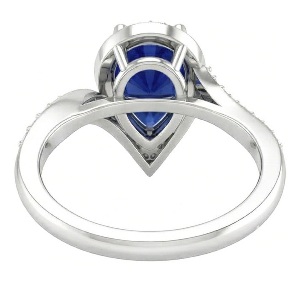 Natural Real ( Not Lab Grown )  Bridal Diamond Gemstone Ring 3 Ct Pear Sapphire Tension Style