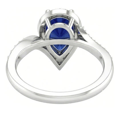 Natural Real ( Not Lab Grown )  Bridal Diamond Gemstone Ring 3 Ct Pear Sapphire Tension Style