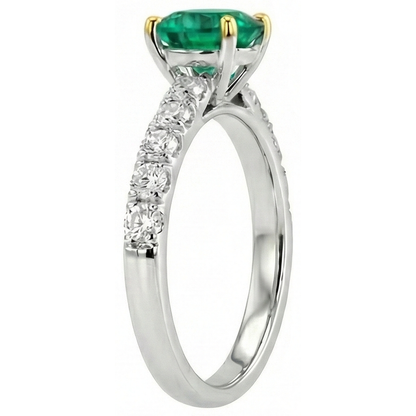 Natural Real ( Not Lab Grown ) Casual Gemstone Ring Womens Green Emerald GIA Diamond Jewelry