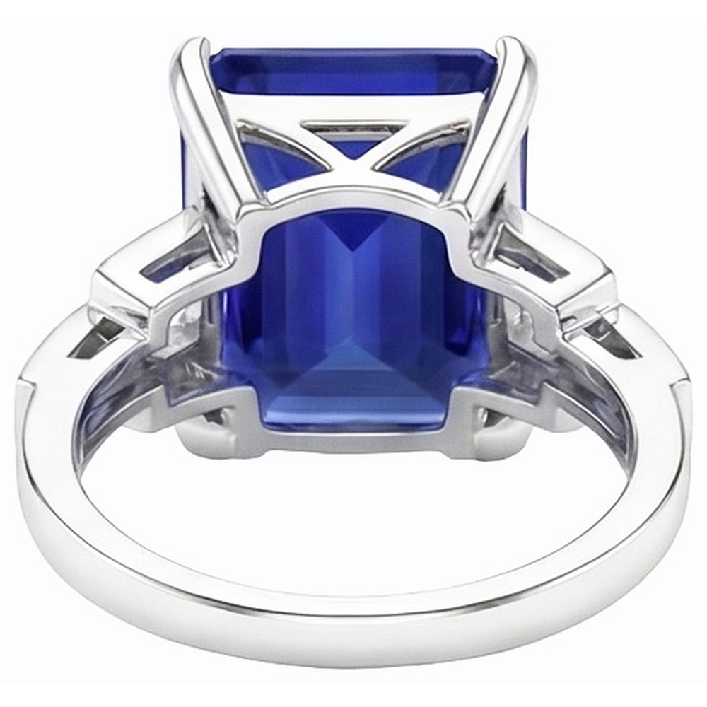 Natural Real ( Not Lab Grown )  Ceylon Sapphire Gemstone Ring Emerald Jewelry Split Shank 4 Carats