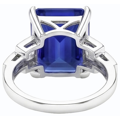 Natural Real ( Not Lab Grown )  Ceylon Sapphire Gemstone Ring Emerald Jewelry Split Shank 4 Carats
