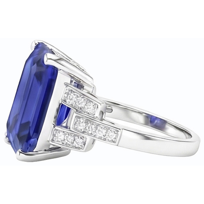 Natural Real ( Not Lab Grown )  Ceylon Sapphire Gemstone Ring Emerald Jewelry Split Shank 4 Carats