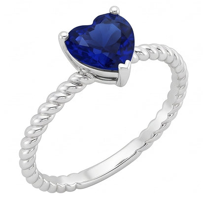 Natural Real ( Not Lab Grown )  Ceylon Sapphire Solitaire Heart Shaped Ring Rope Style 1.50 Carats