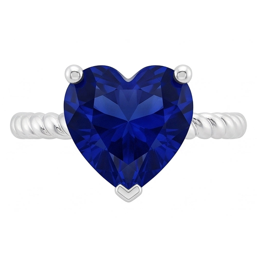 Natural Real ( Not Lab Grown )  Ceylon Sapphire Solitaire Heart Shaped Ring Rope Style 1.50 Carats