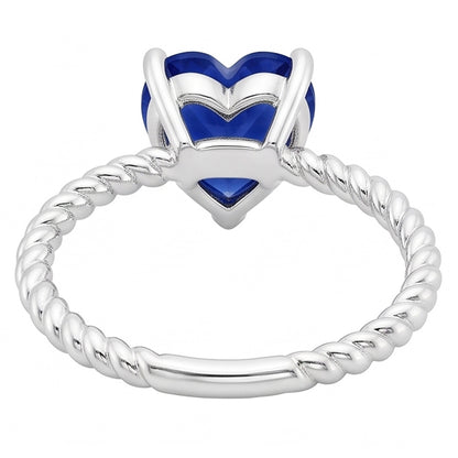 Natural Real ( Not Lab Grown )  Ceylon Sapphire Solitaire Heart Shaped Ring Rope Style 1.50 Carats