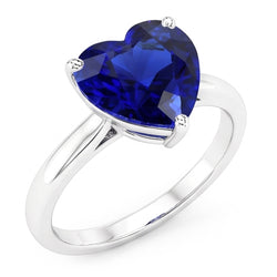 Natural Real ( Not Lab Grown )  Ceylon Sapphire Solitaire Ring Heart Cut White Gold 2.50 Carats