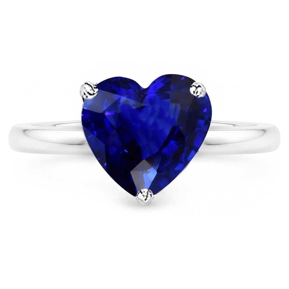 Natural Real ( Not Lab Grown )  Ceylon Sapphire Solitaire Ring Heart Cut White Gold 2.50 Carats