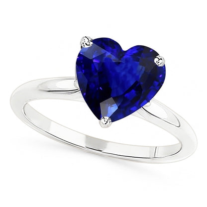 Natural Real ( Not Lab Grown )  Ceylon Sapphire Solitaire Ring Heart Cut White Gold 2.50 Carats
