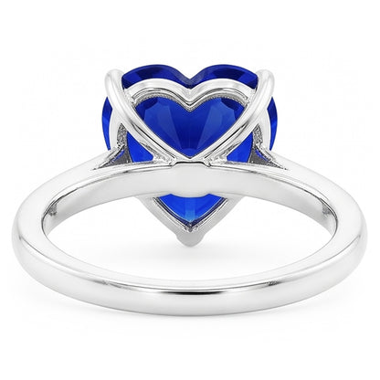 Natural Real ( Not Lab Grown )  Ceylon Sapphire Solitaire Ring Heart Cut White Gold 2.50 Carats