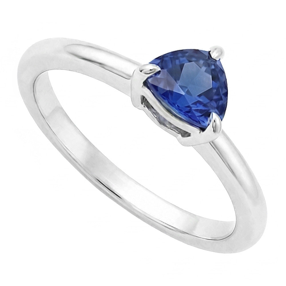 Natural Real ( Not Lab Grown )  Ceylon Sapphire Solitaire Trillion Shaped Ring 1 Carat Jewelry Gold