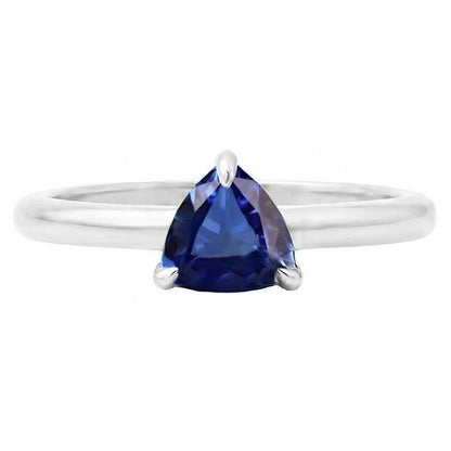 Natural Real ( Not Lab Grown )  Ceylon Sapphire Solitaire Trillion Shaped Ring 1 Carat Jewelry Gold