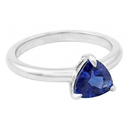 Natural Real ( Not Lab Grown )  Ceylon Sapphire Solitaire Trillion Shaped Ring 1 Carat Jewelry Gold