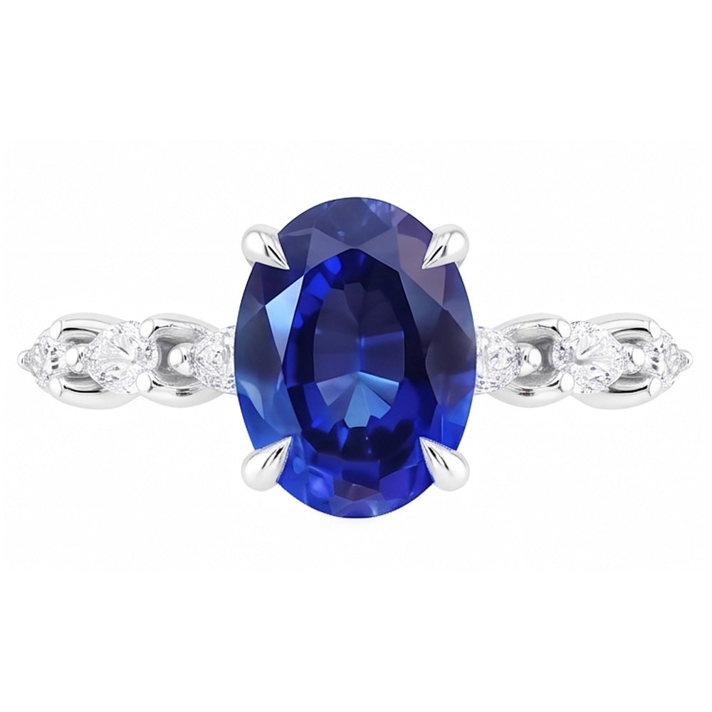 Natural Real ( Not Lab Grown )  Cornflower Sapphire Anniversary Ring