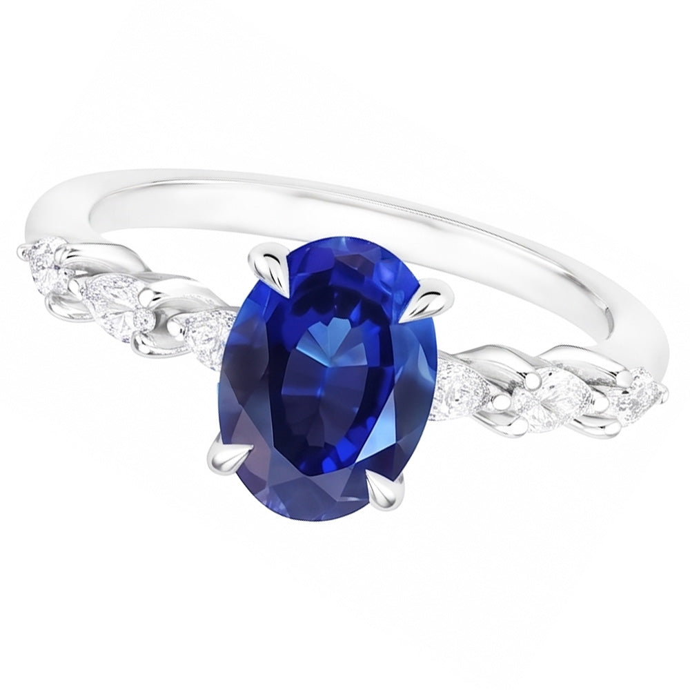 Natural Real ( Not Lab Grown )  Cornflower Sapphire Anniversary Ring